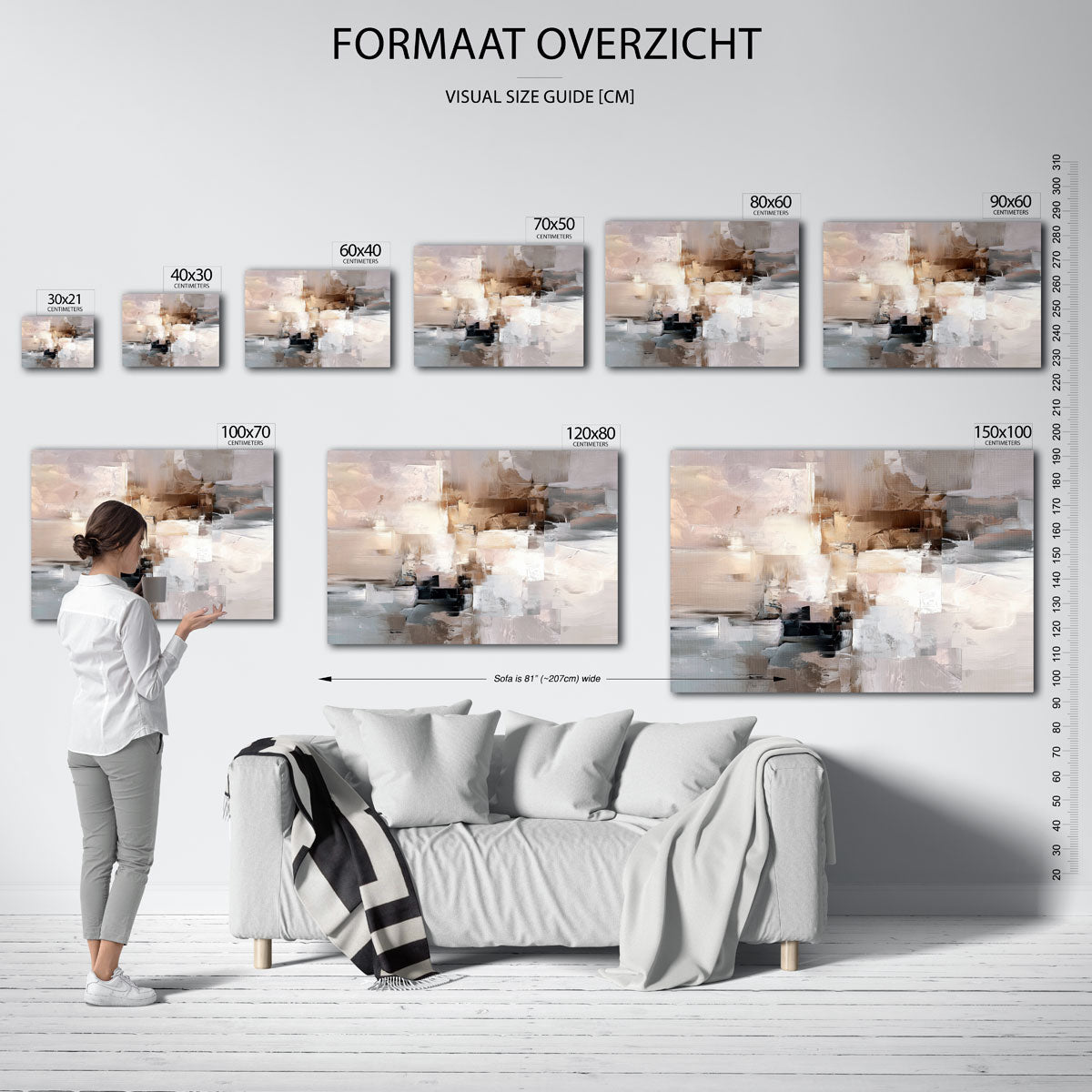 Abstracte beige en grijze Poster