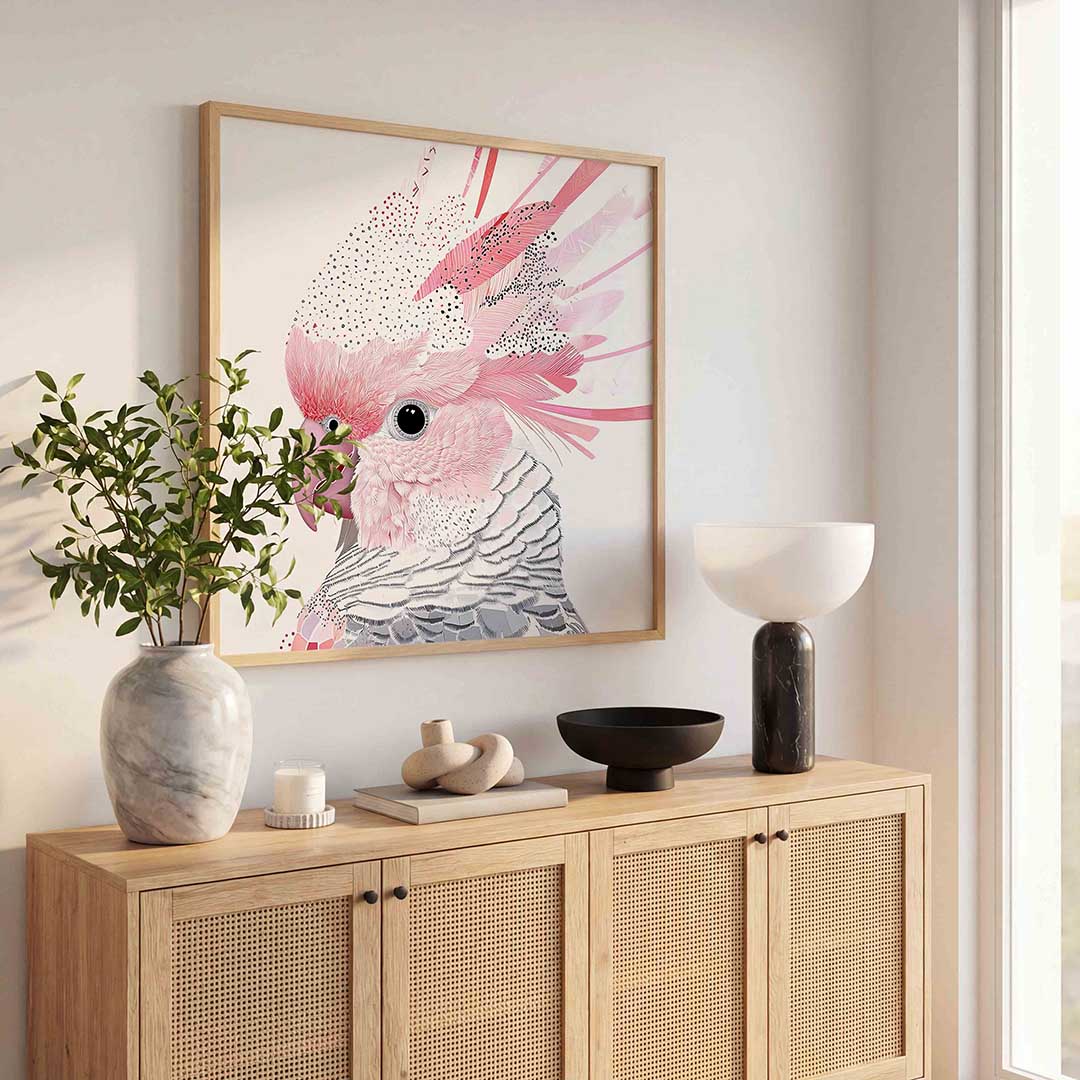 Roze vogel Poster