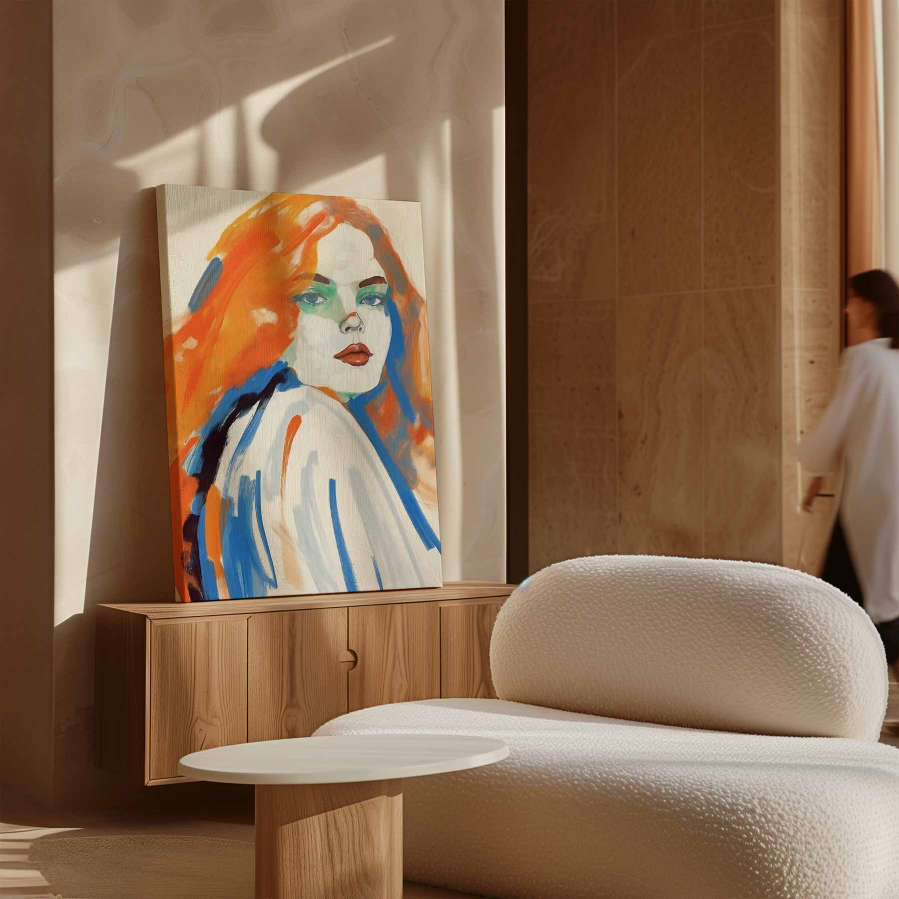 Dromerige Tinten: Vrouw in Kleur Kunstwerk-canvas-dibond-plexiglas-wanddecoratie-WallArtistic