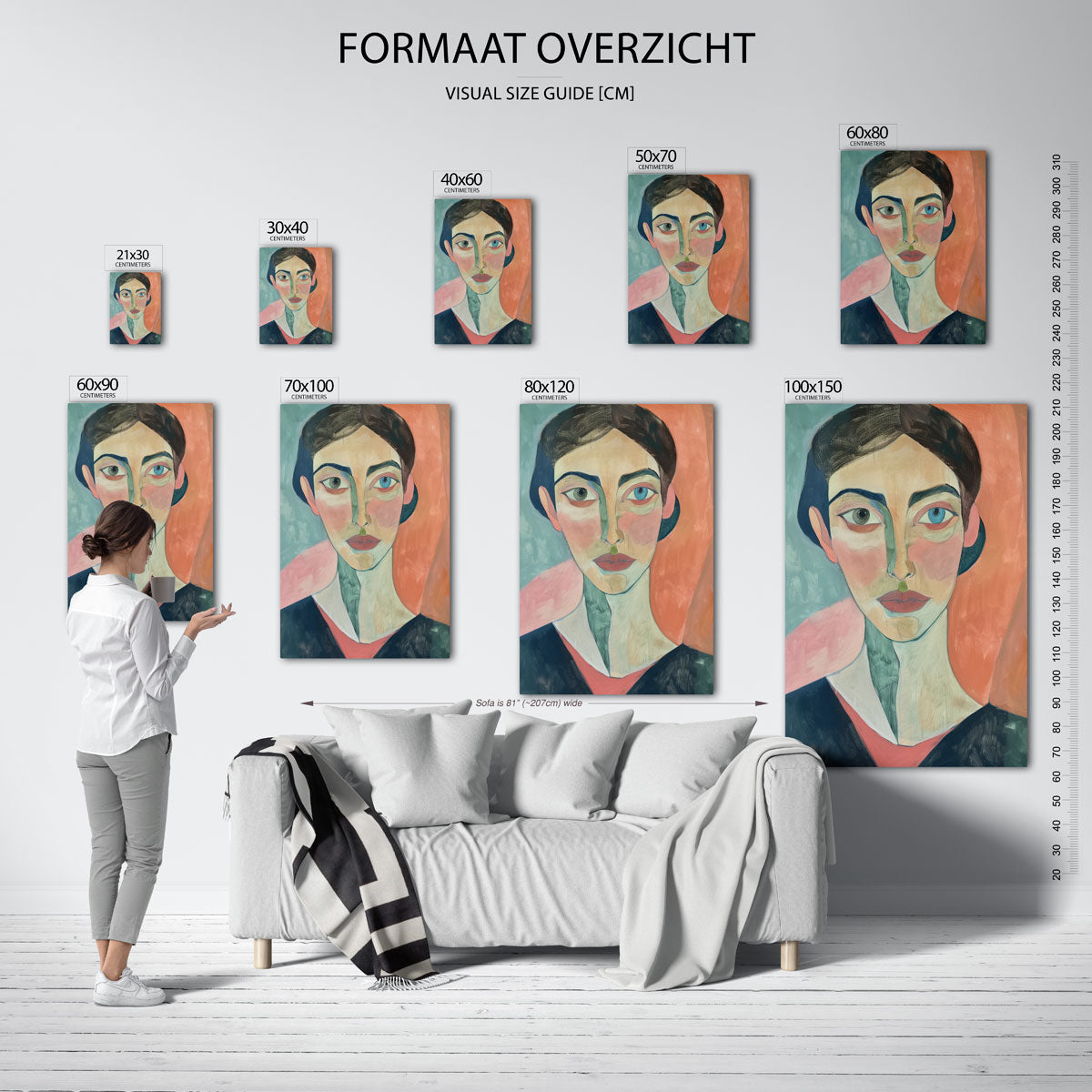 Portret met kleurrijke achtergrond Poster