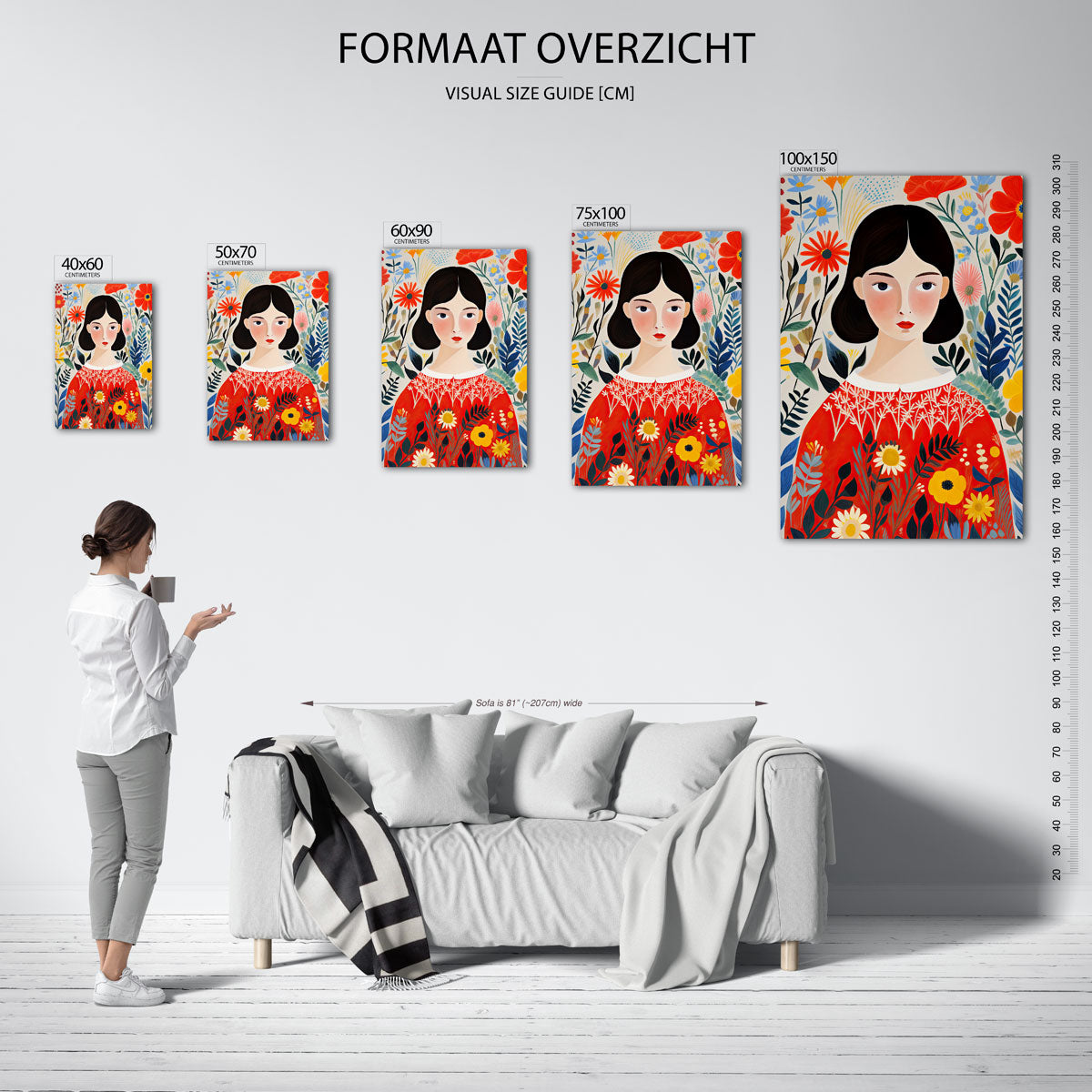 Vrouw met bloemen Kunstwerk