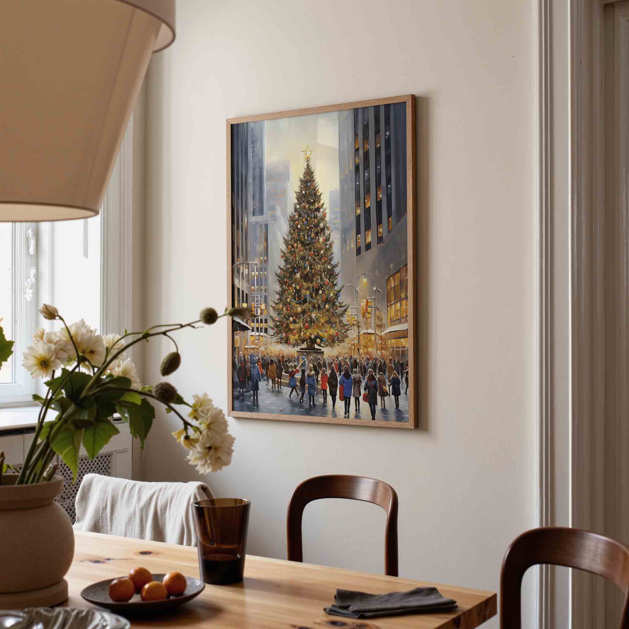 Kerstboom in stadsplein Poster