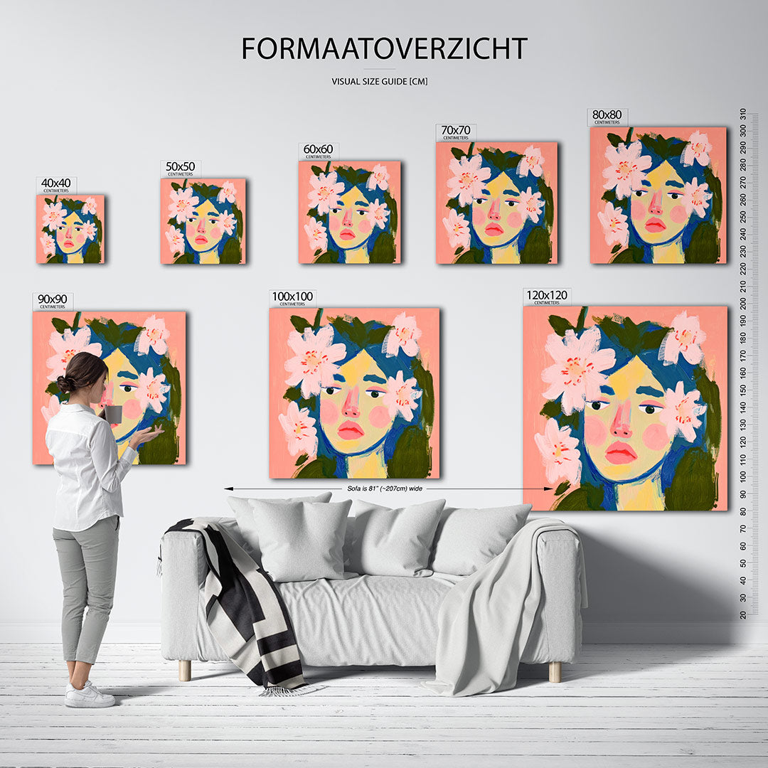 Dromerige bloemenportret Kunstwerk