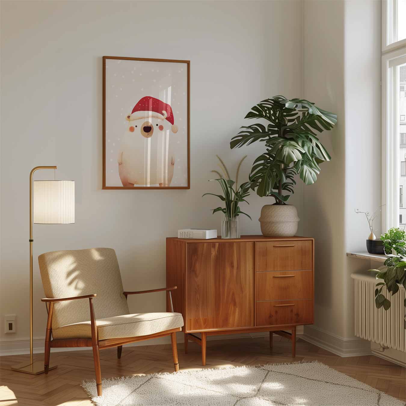 Schattige Kerstbeer Poster-WallArtistic