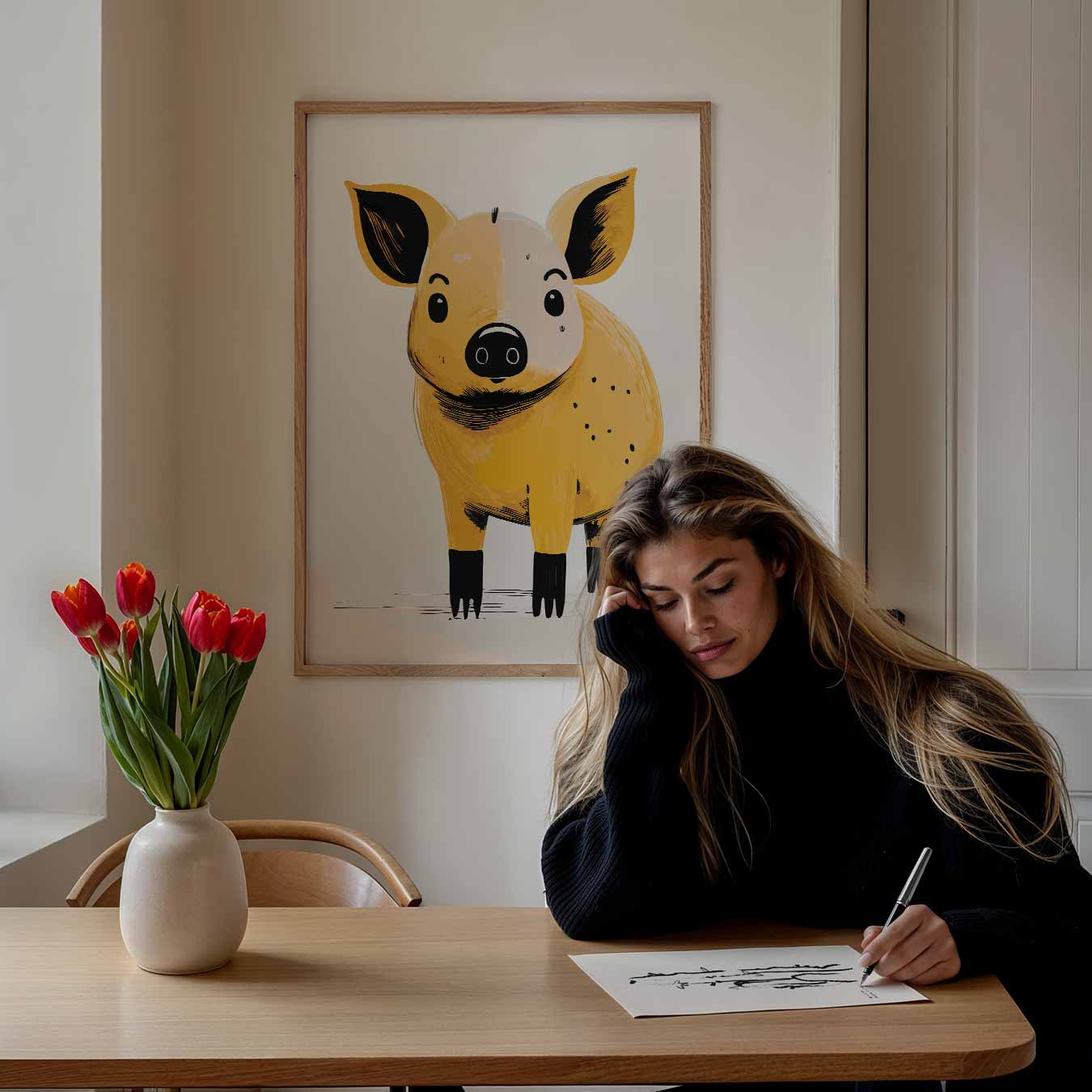 Schattige Varkentje Illustratie Poster-WallArtistic