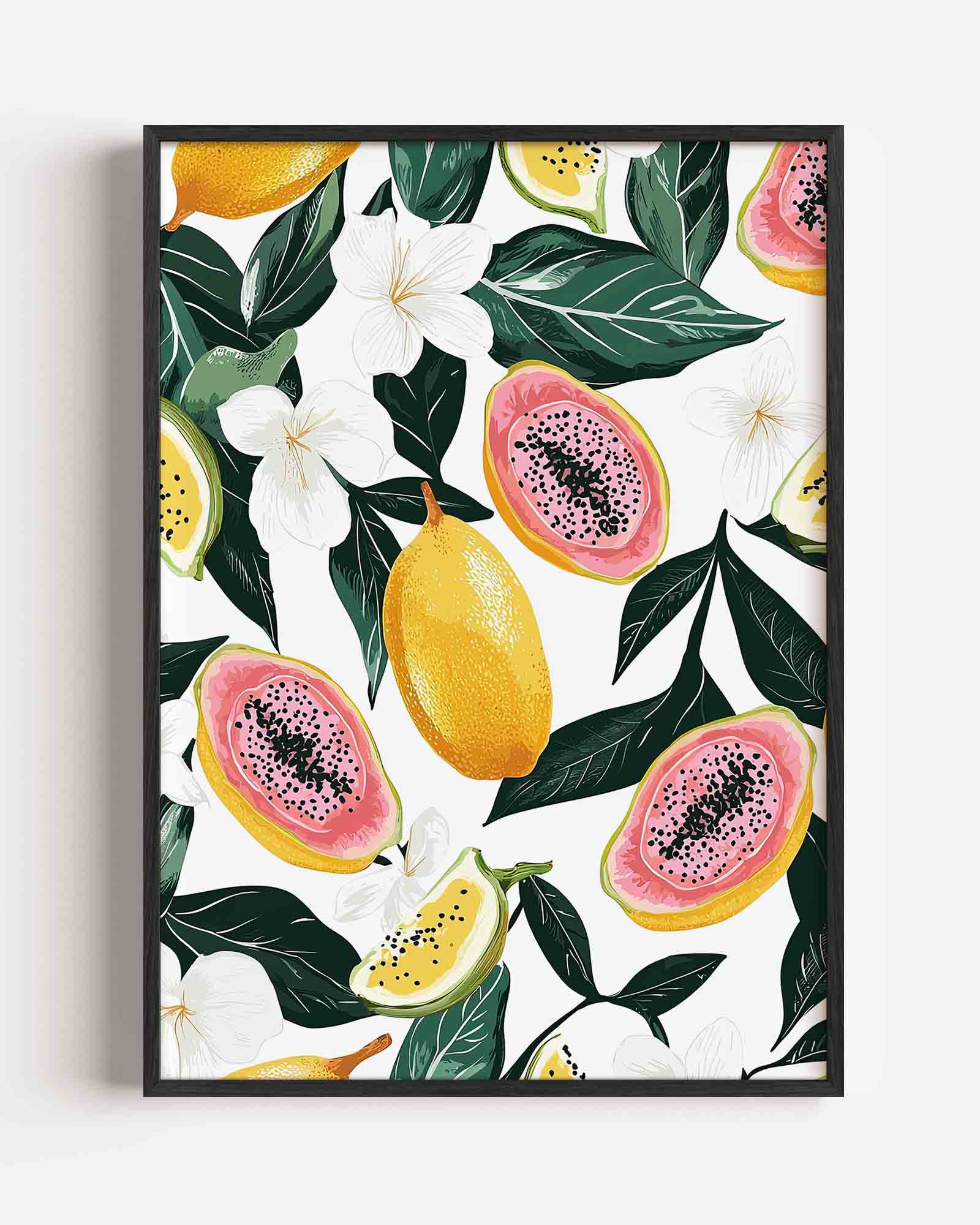 Tropische vruchten en bloemen Poster