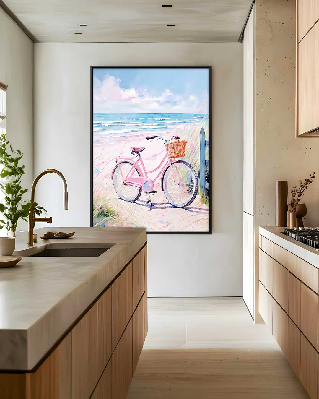 Nostalgische Strandfiets Kunstwerk-canvas-dibond-plexiglas-wanddecoratie-WallArtistic