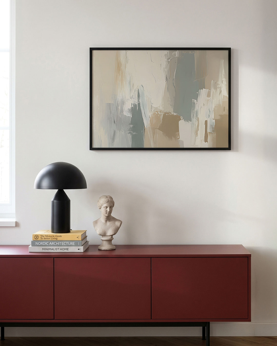 Abstracte beige en grijze Poster