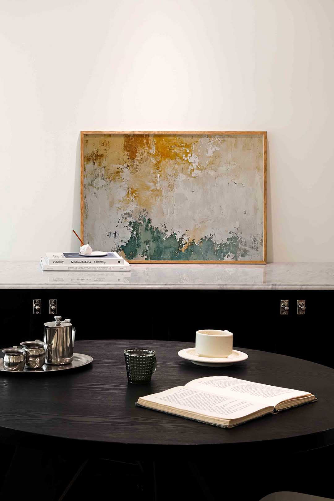 Abstracte beige en groene Poster