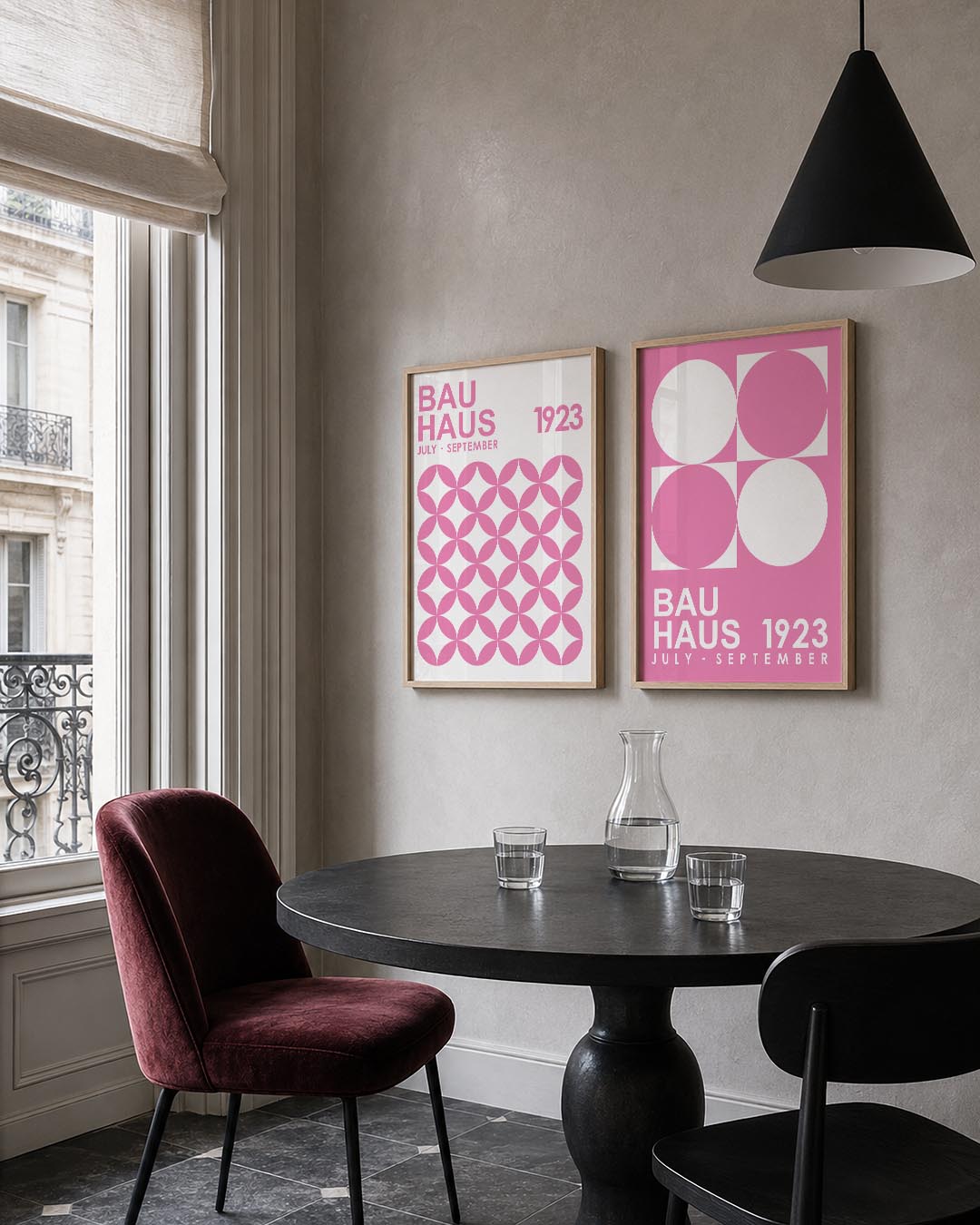 Roze cirkelpatroon Posterset