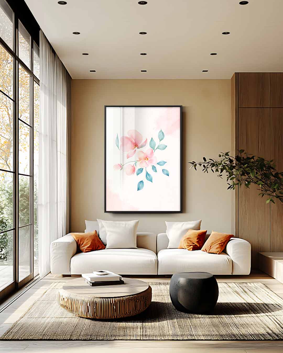 Bloemrijke Waterverf Verbeelding Kunstwerk-canvas-dibond-plexiglas-wanddecoratie-WallArtistic