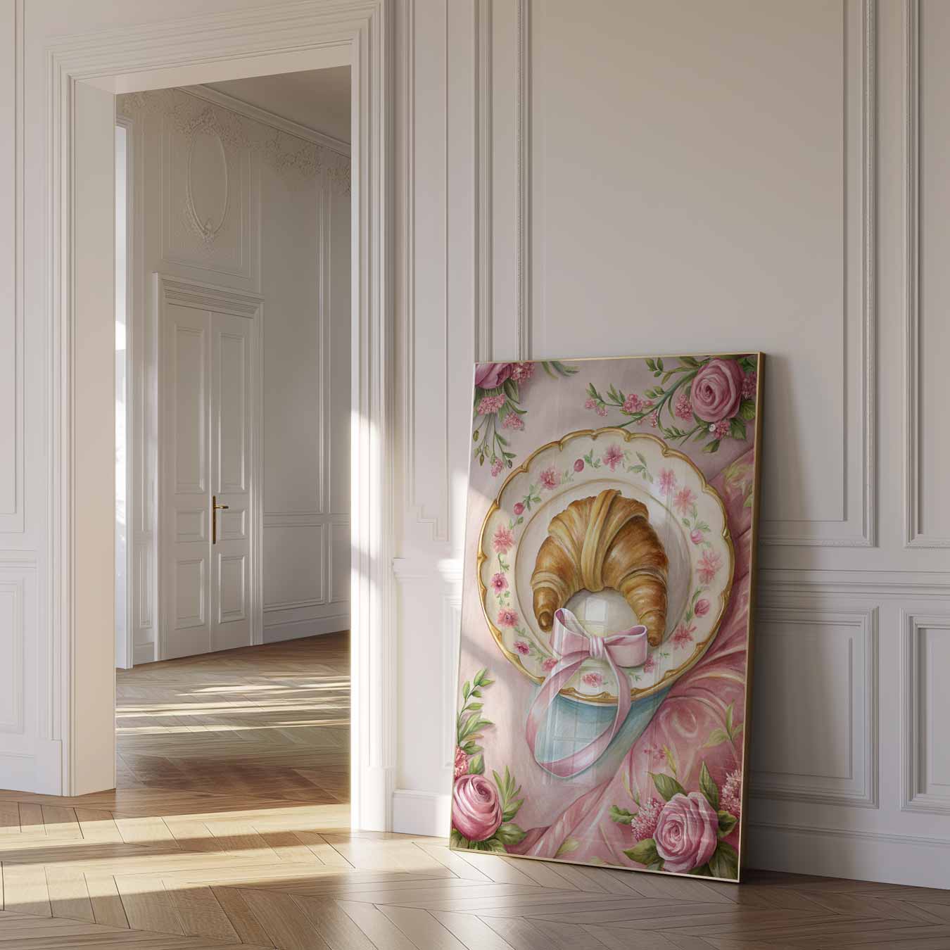 Romantische Bloemen en Croissant Poster-WallArtistic