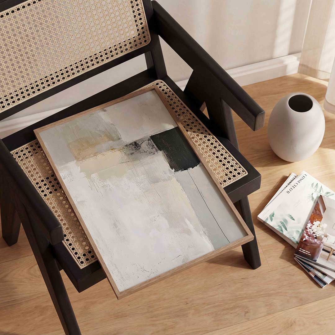 Abstracte beige en zwarte Poster
