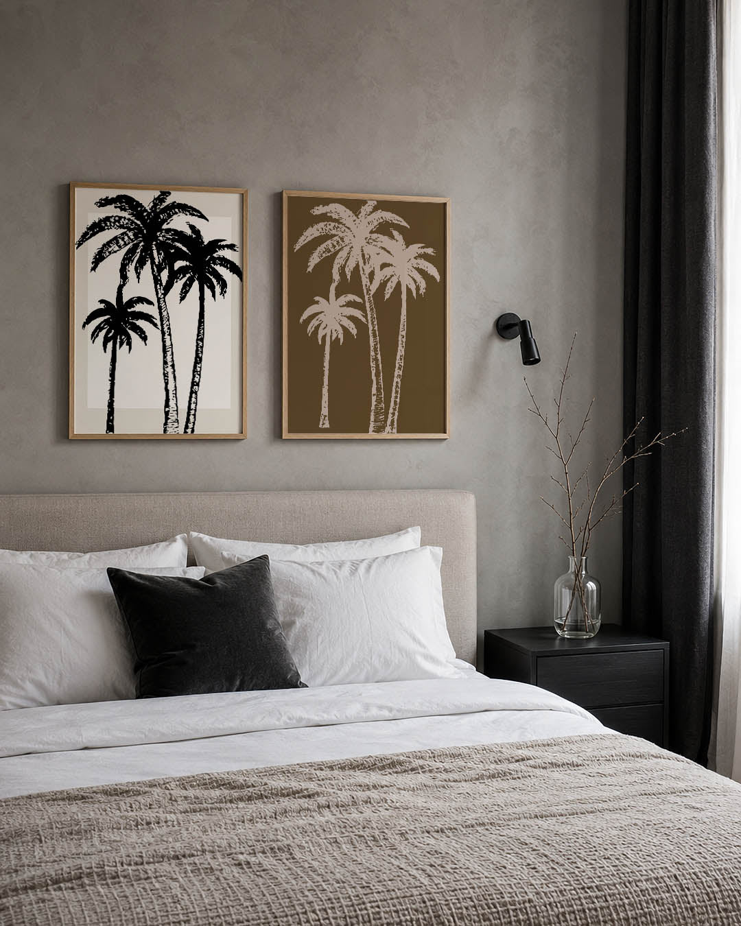 Zwart wit palmen Posterset