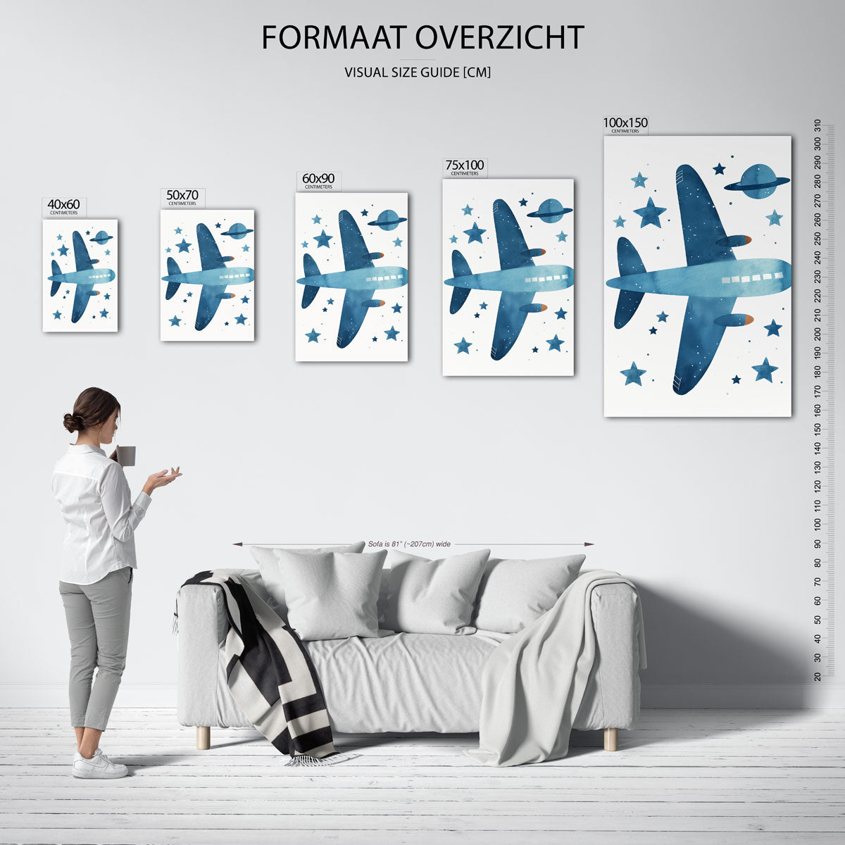 Vliegtuig en sterren Kunstwerk