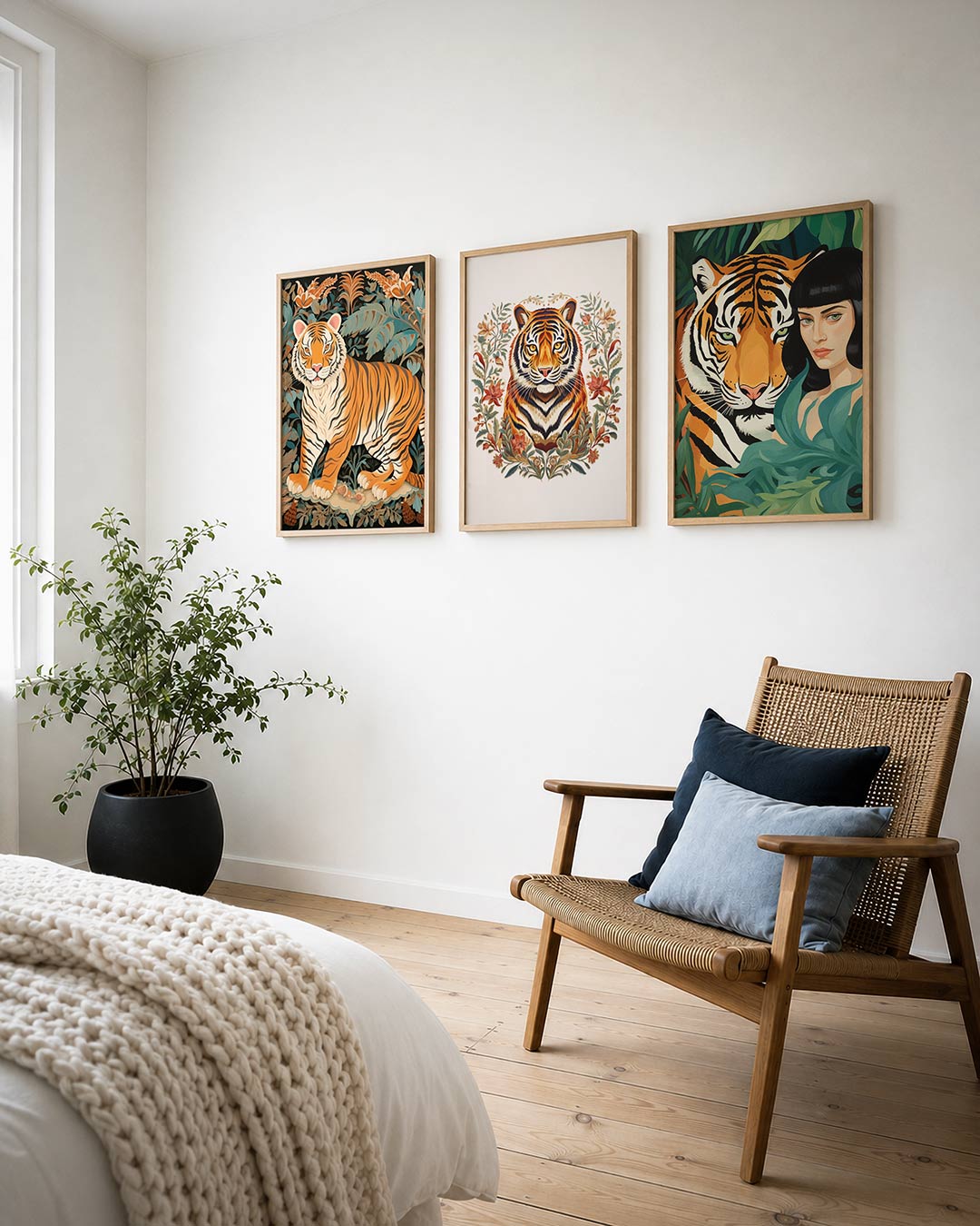 Tijger en bladeren Posterset