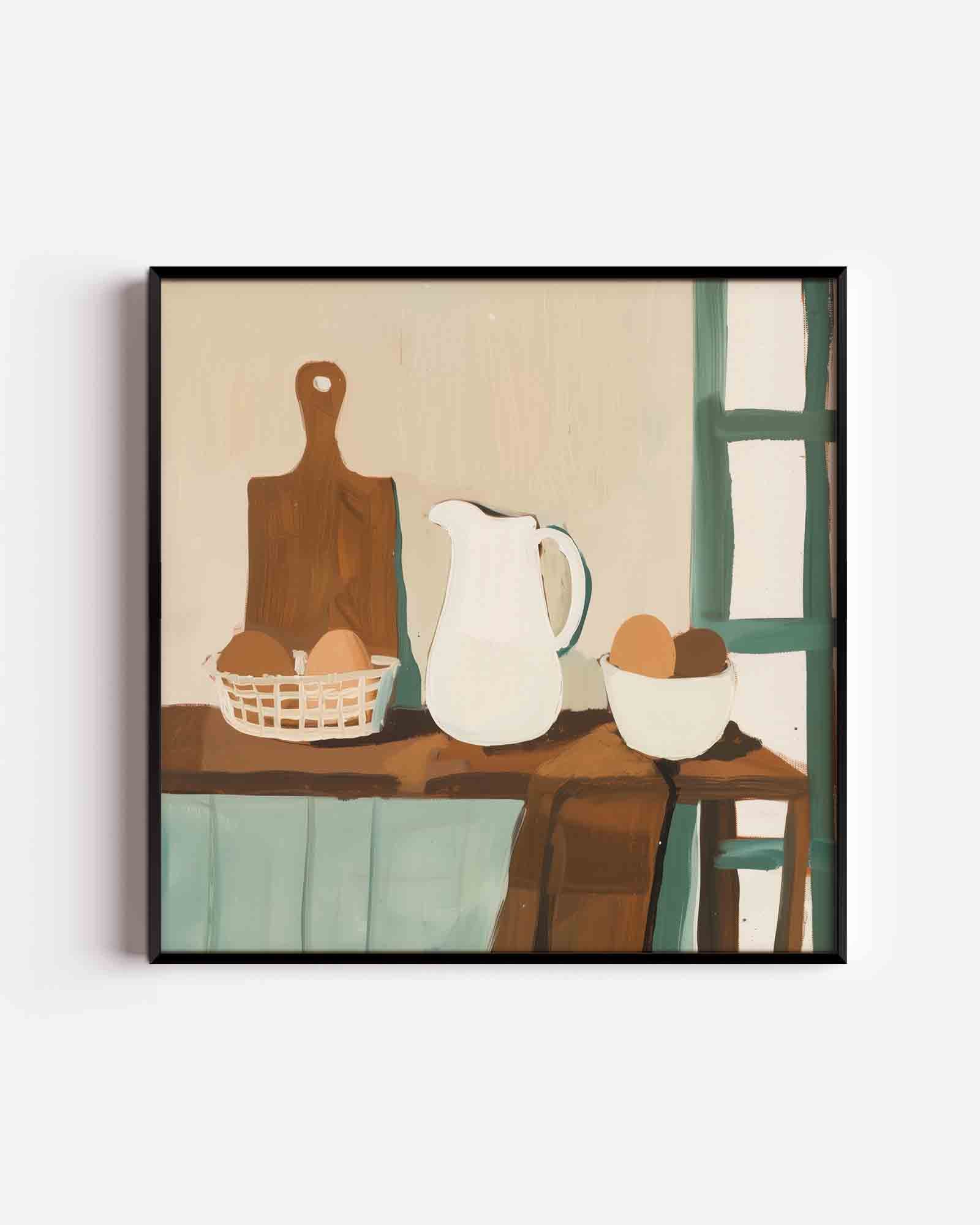 Stilleven met kan en eieren Poster