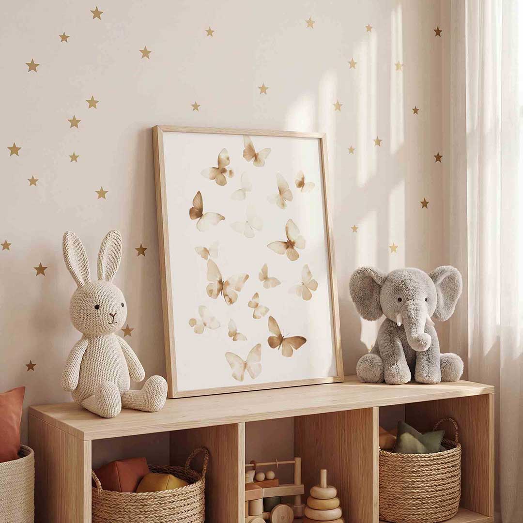 Vlinders in beige Poster