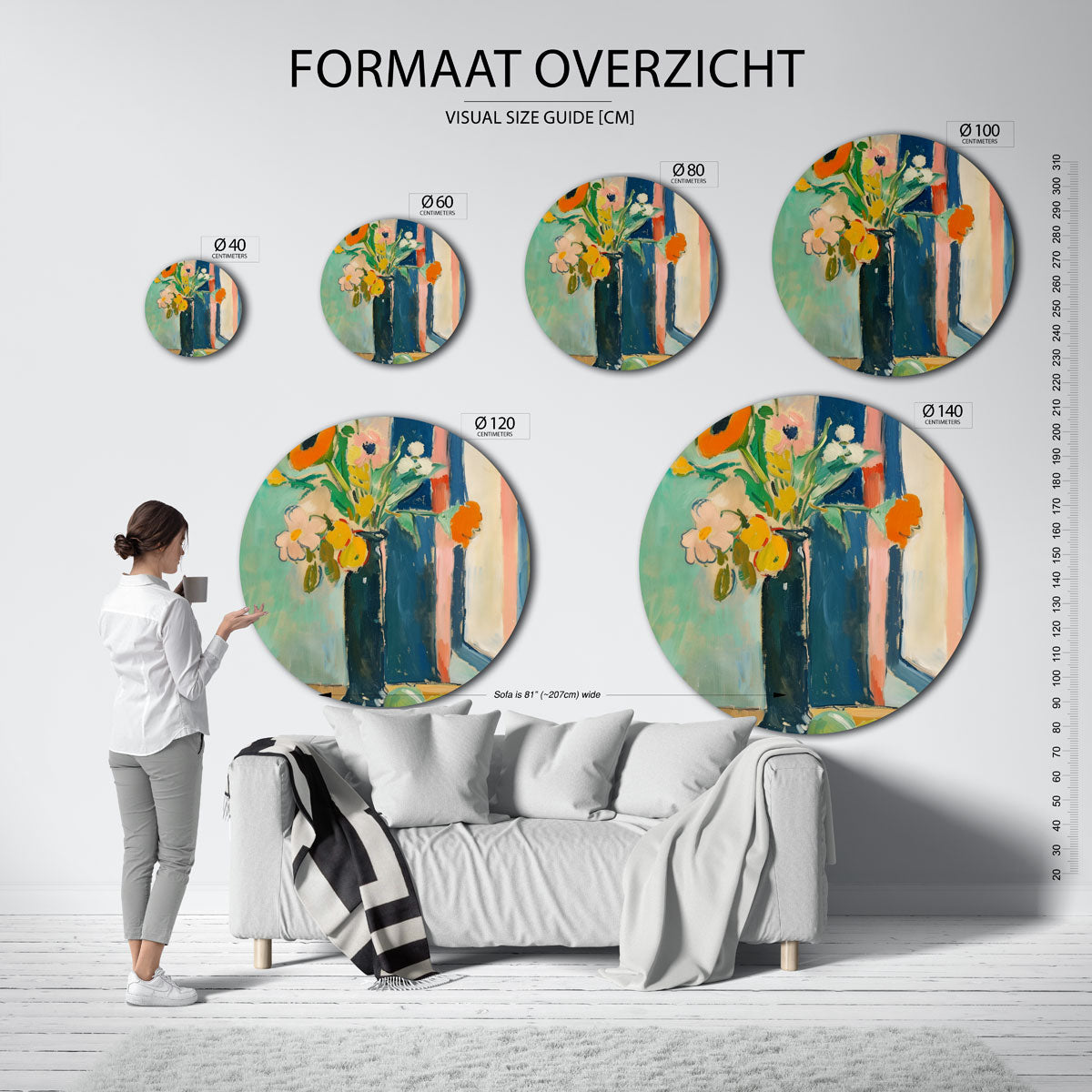 Bloemen in vaas Muurcirkel