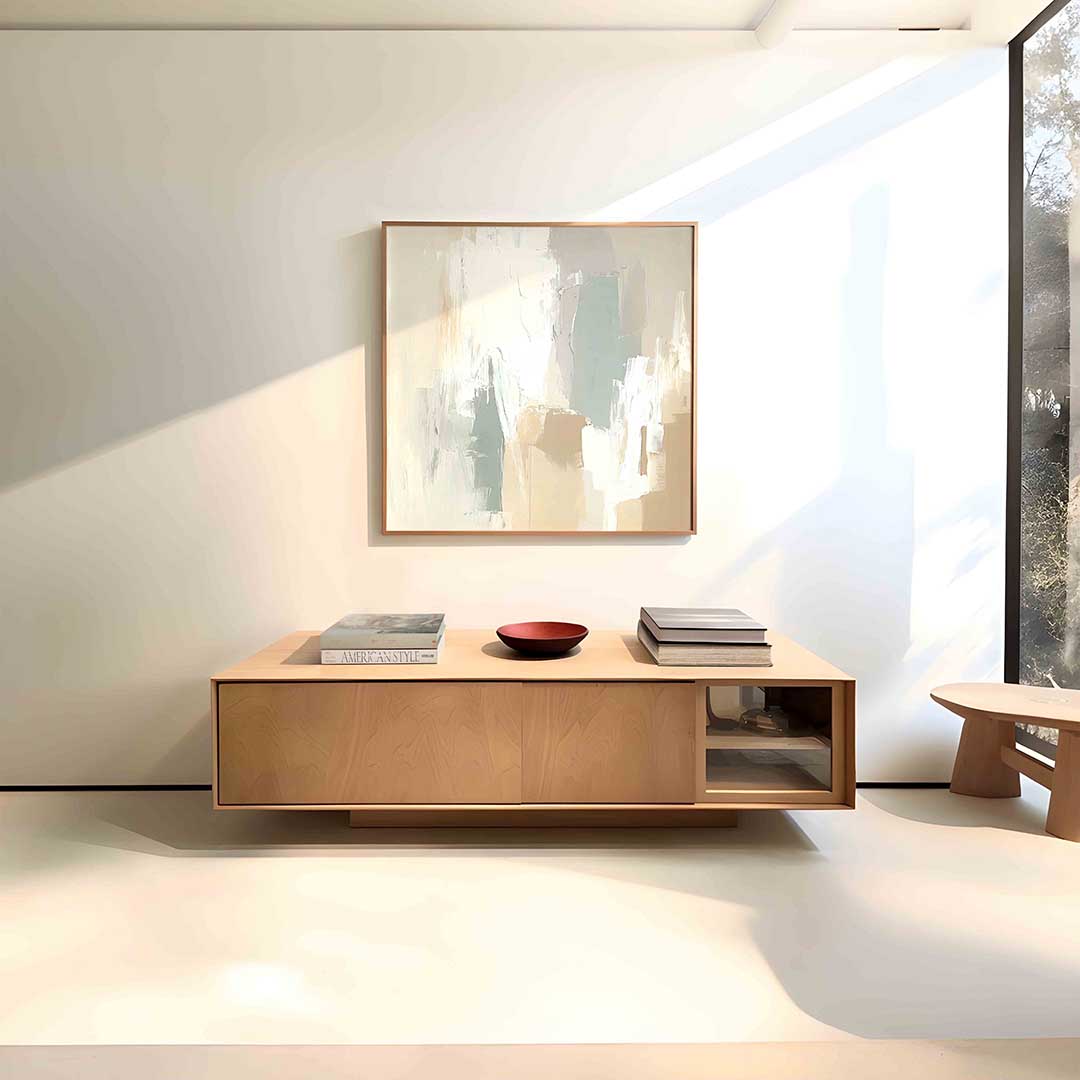 Abstracte beige en grijze Poster