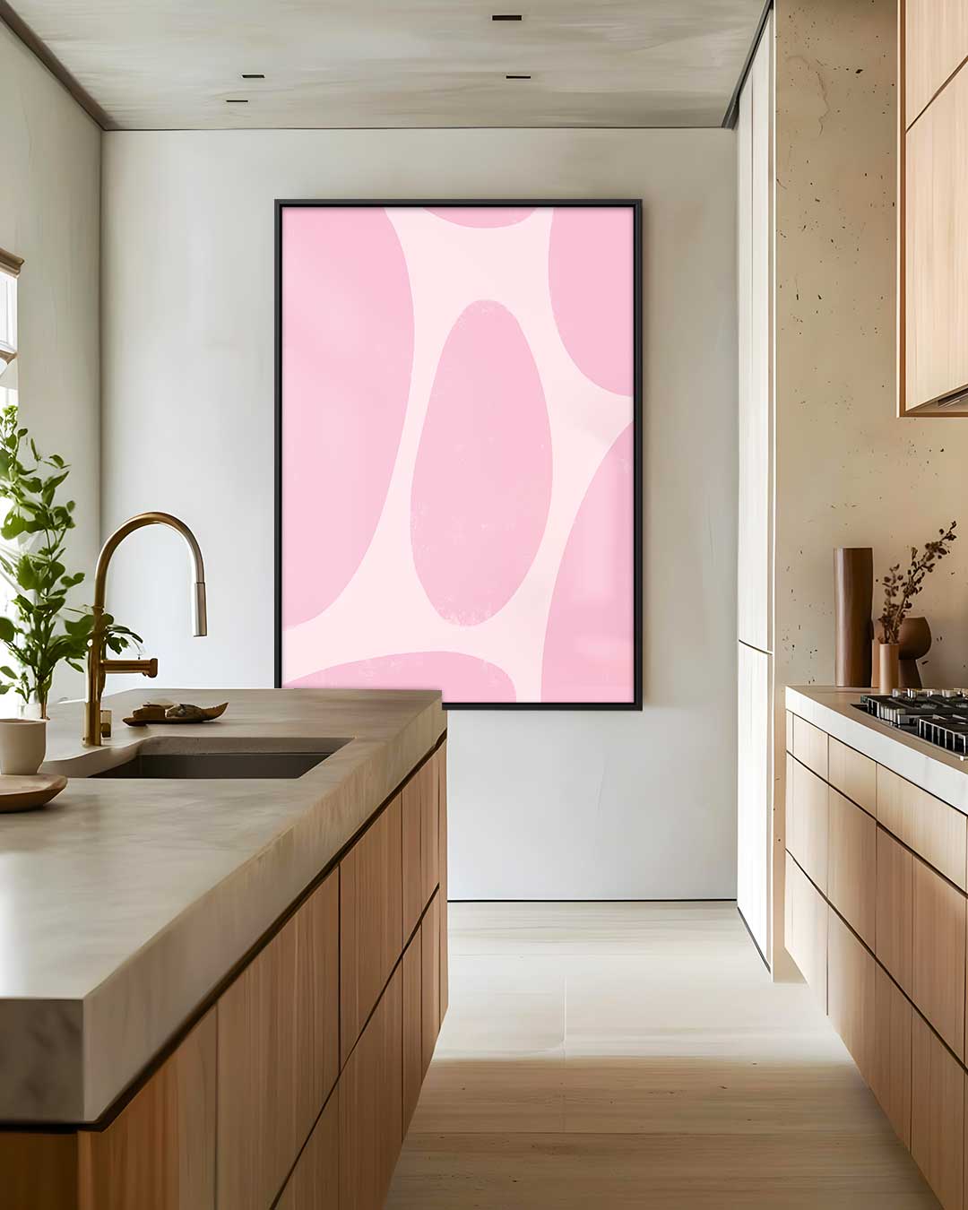 Speelse Roze Abstractie Kunstwerk-canvas-dibond-plexiglas-wanddecoratie-WallArtistic