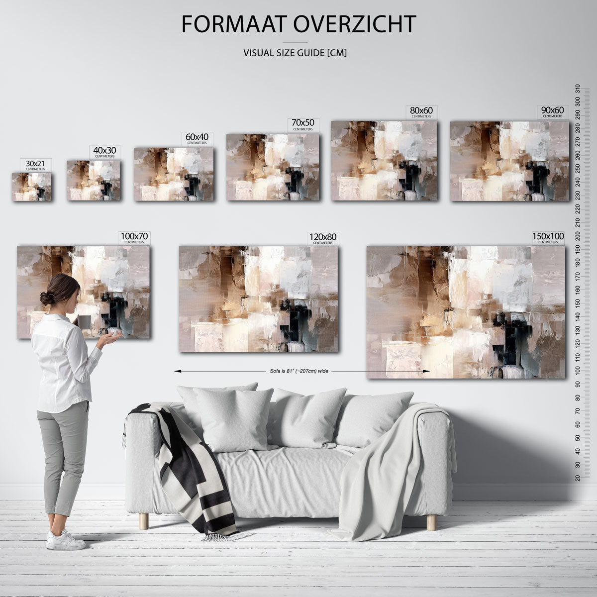 Abstracte beige en bruine Poster