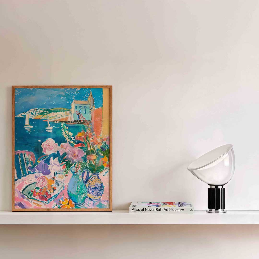 Zeilboten en bloemen Poster