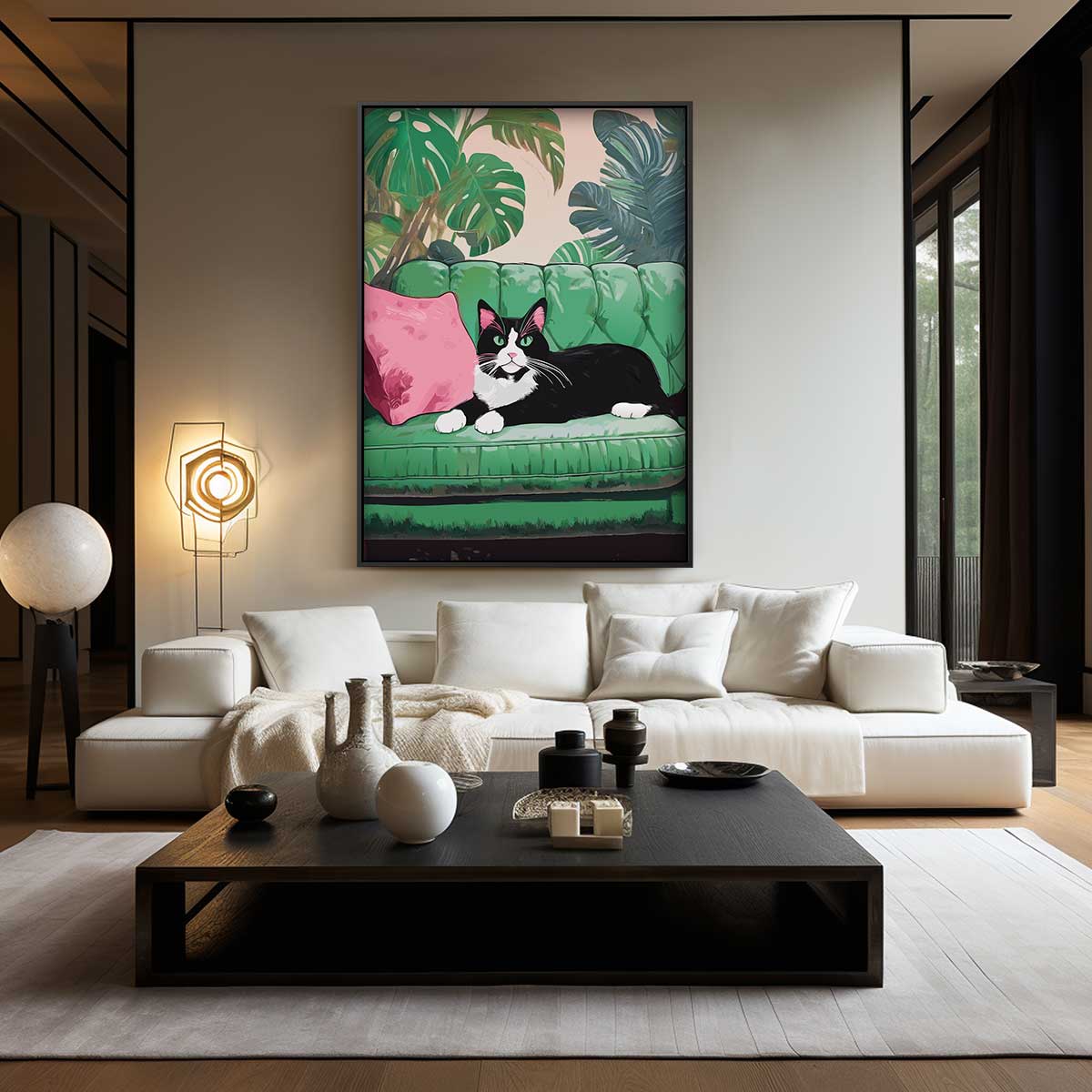 Cat on Green Bench Artwork