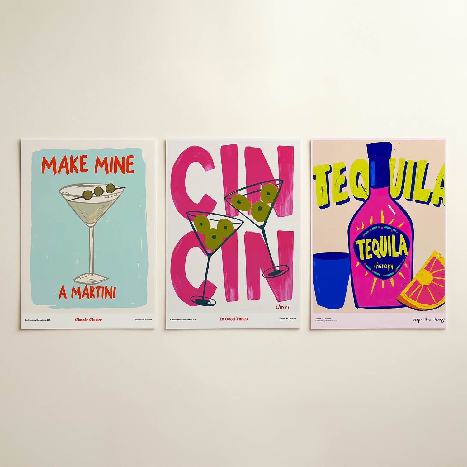 Cocktail illustratie Posterset