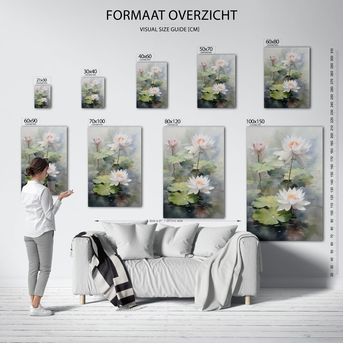 Witte waterlelies Poster