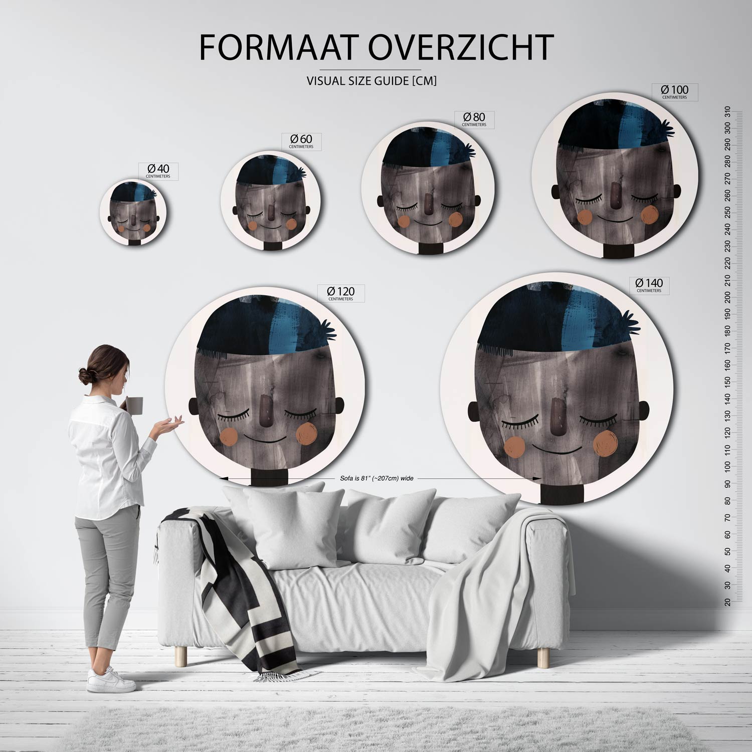 Lachend gezicht Muurcirkel