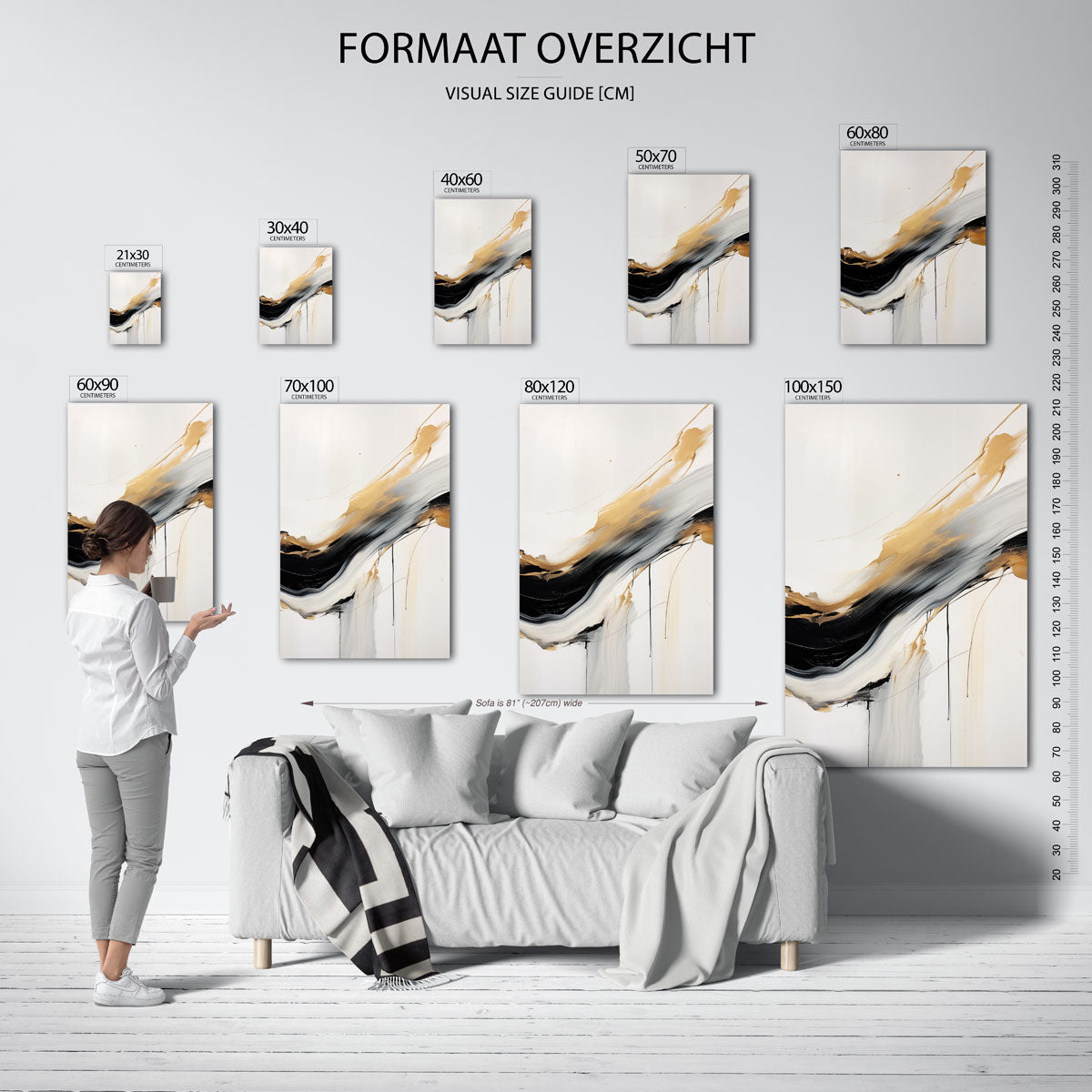 Gouden en zwarte stroom Poster
