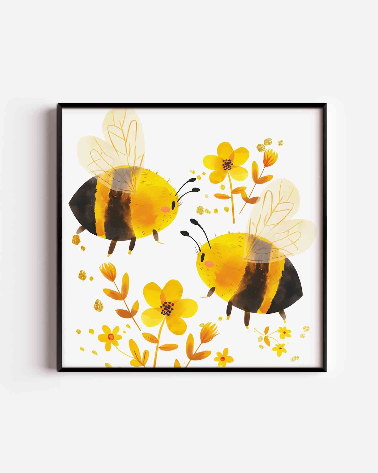 Bijen en bloemen Poster