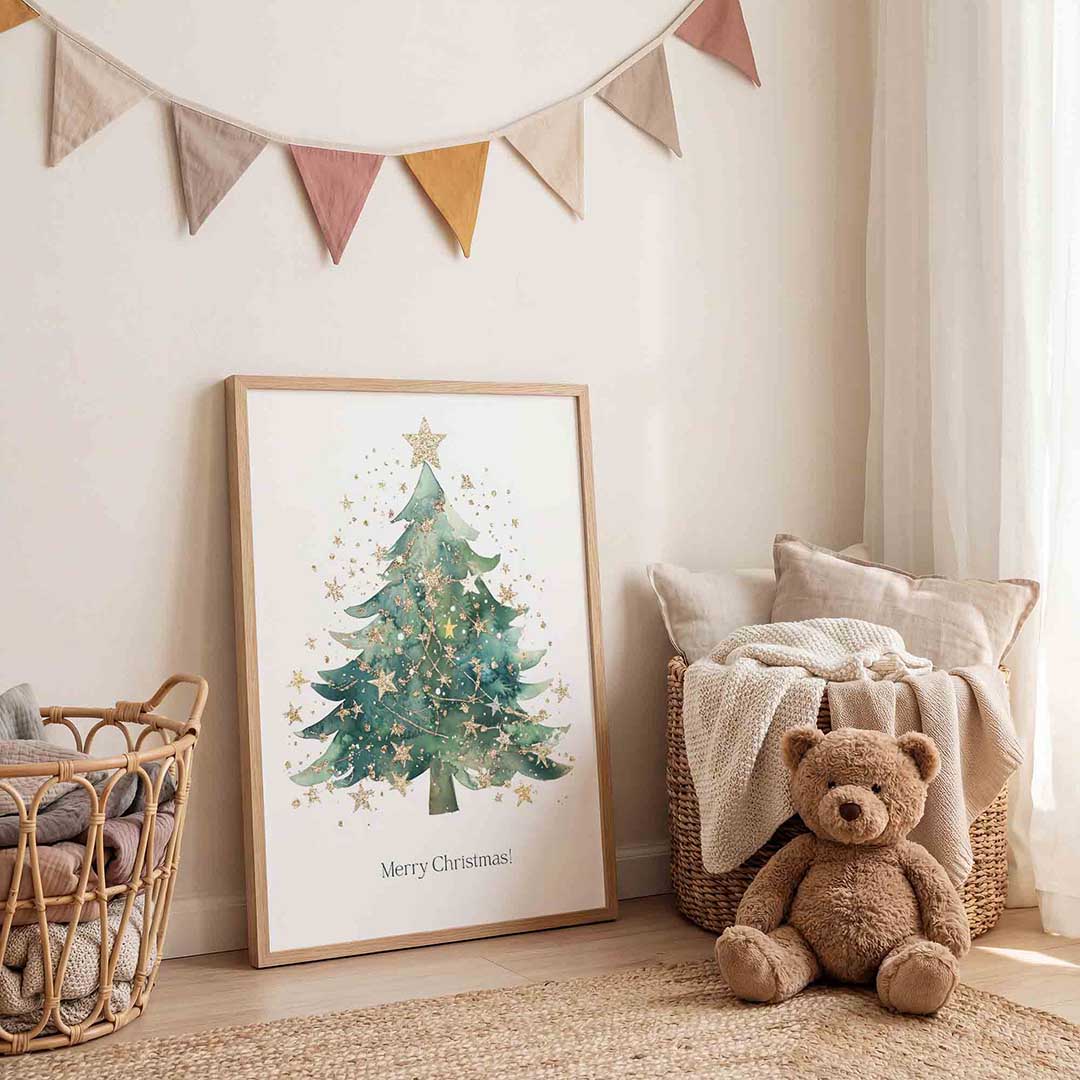 Kerstboom met sterren Poster
