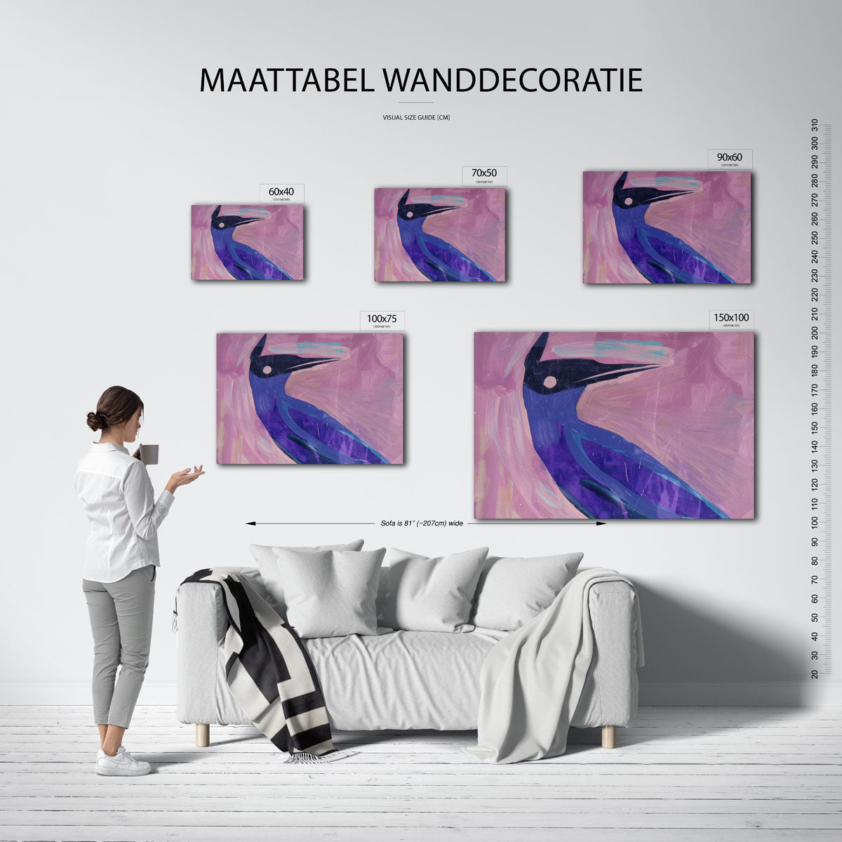 Vogelsilhouet in kleur Kunstwerk