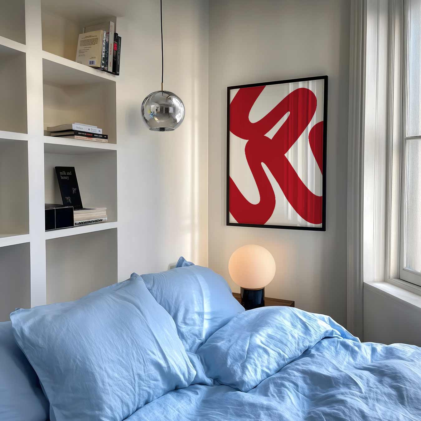 Rode Lijnkunst Abstract Poster-WallArtistic