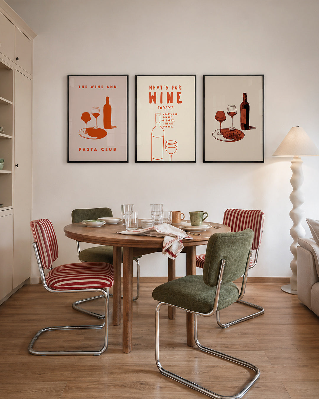Wijn en pasta Posterset