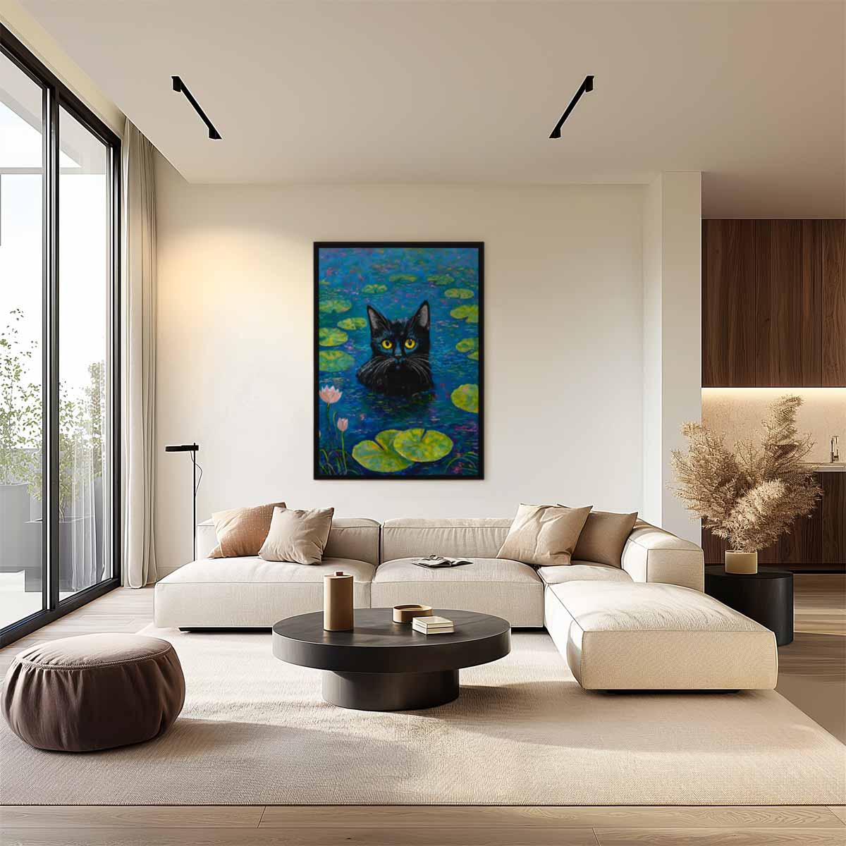 Cat in the Water Lilies Artwork