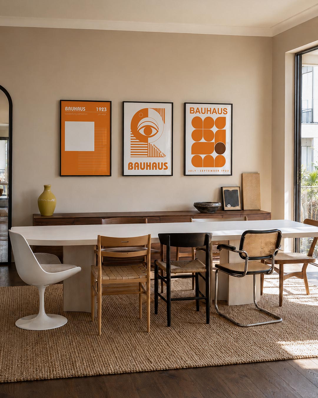 Oranje lijnencompositie Posterset