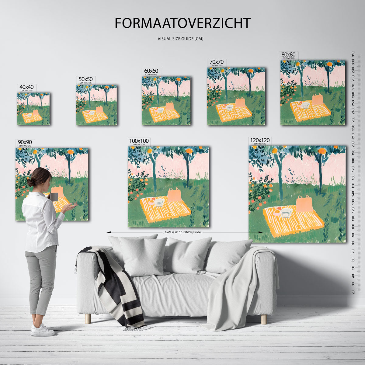 Picknick onder sinaasappelbomen Poster