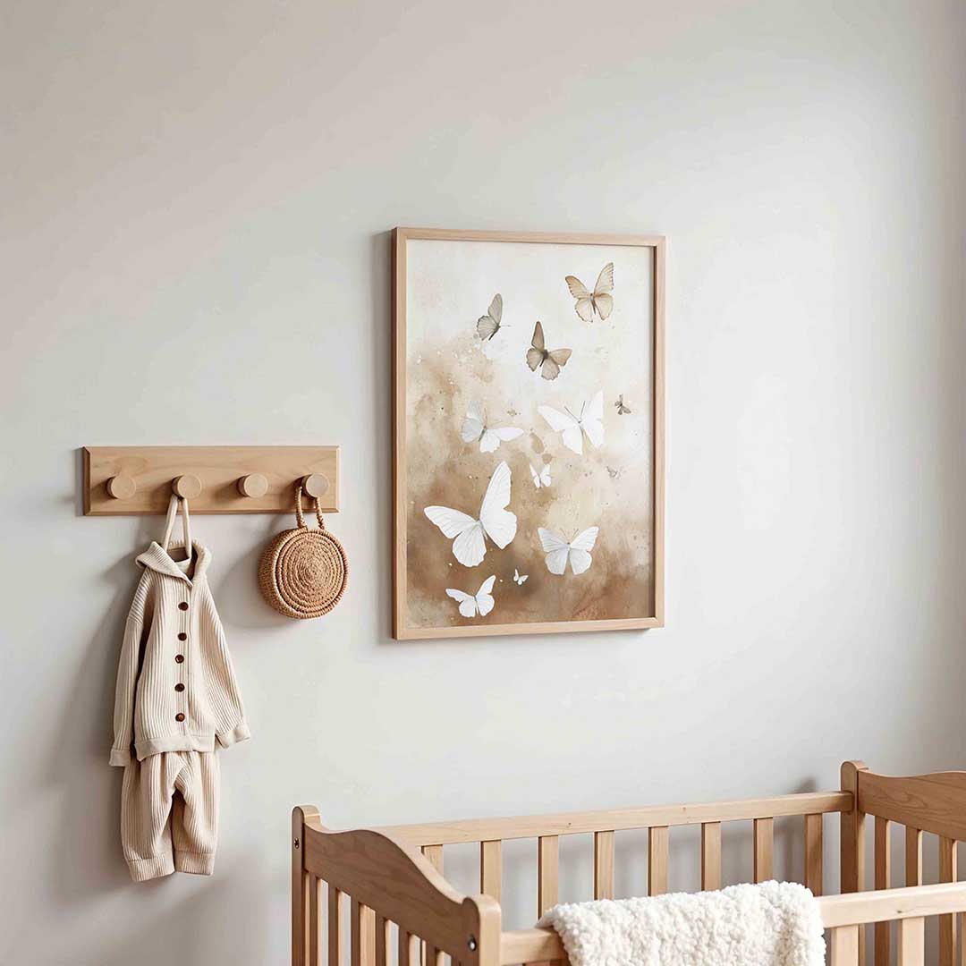 Vlinders in beige Poster
