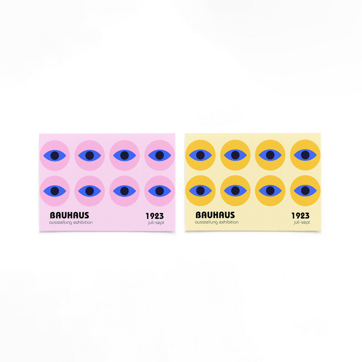 Twee landscape posters met roze en gele ogen als vrijstaande productfoto