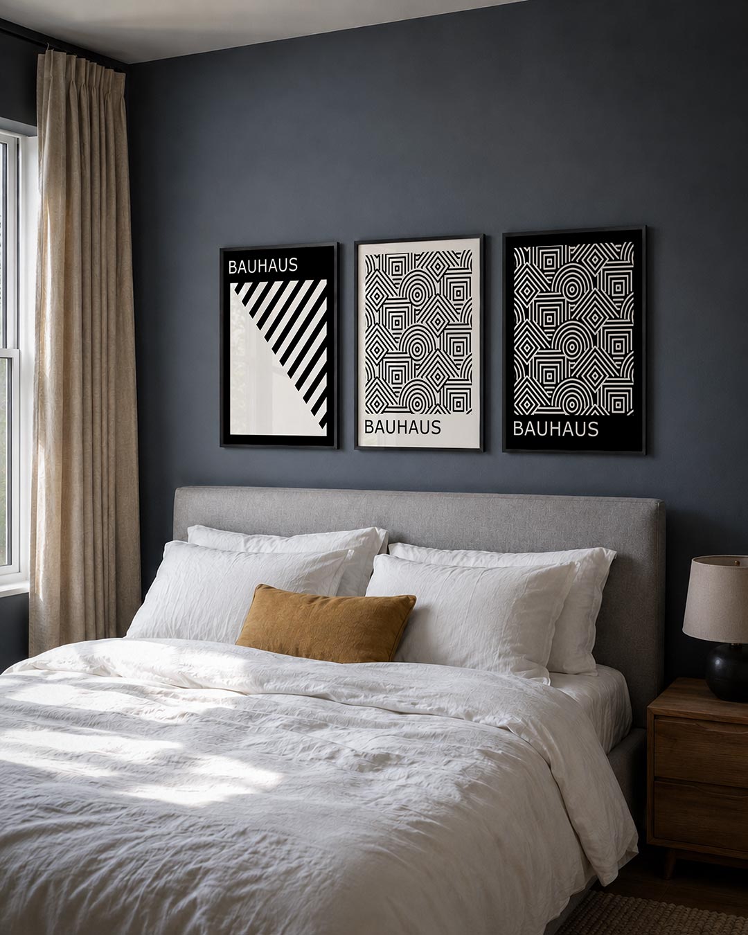 Zwart wit lijnen Posterset