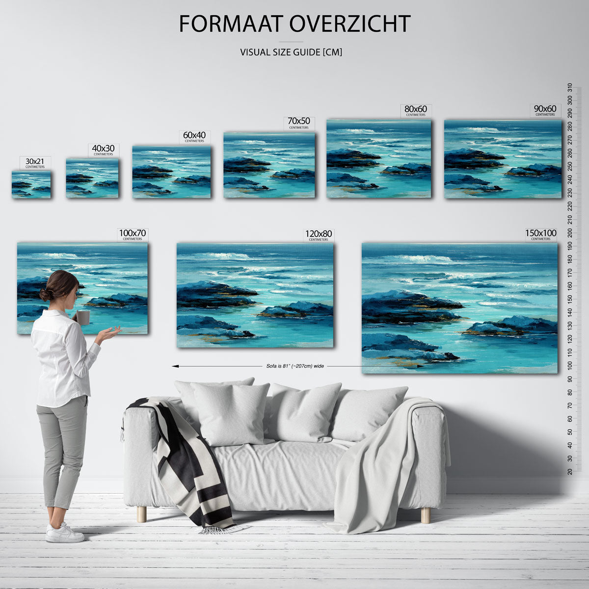 Golven en rotsen Poster