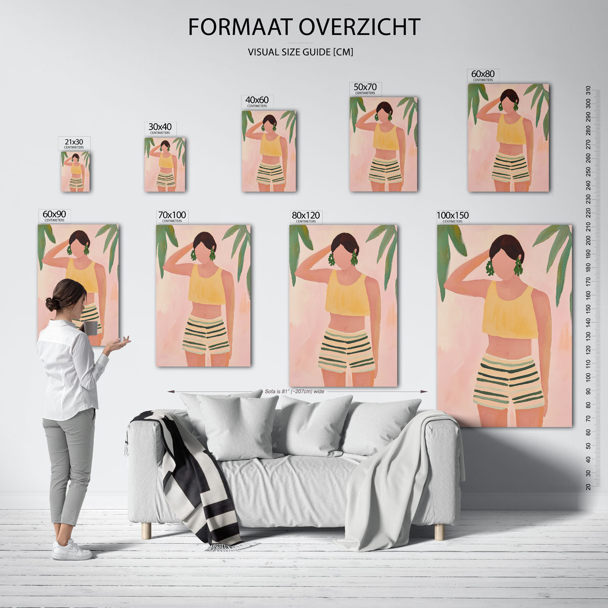 Vrouw met groene oorbellen Poster