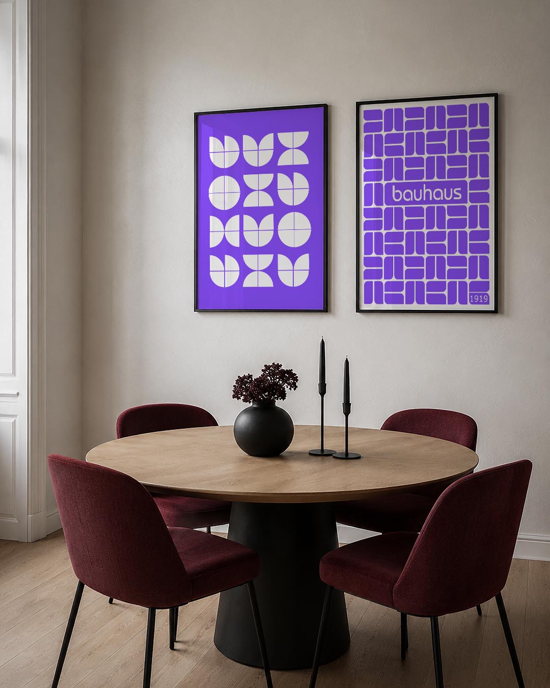 Vormenspel in paars Posterset