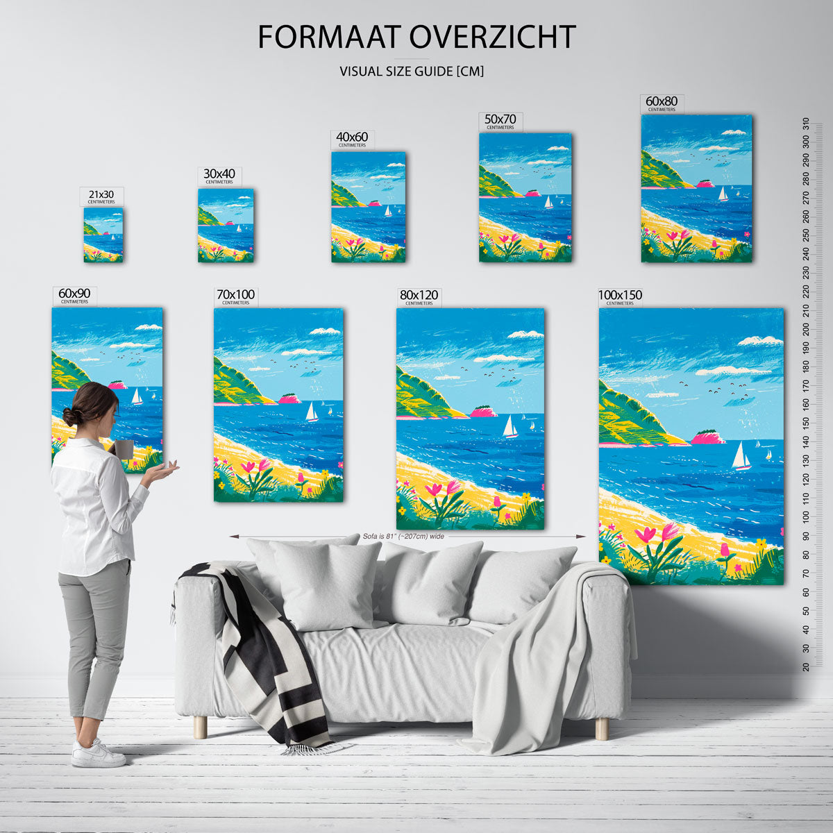 Zeilboten en bloemen Poster