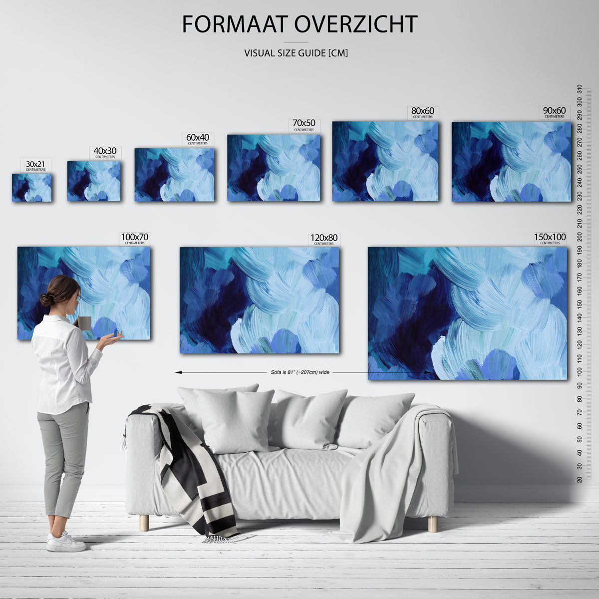Abstracte blauwe penseelstreken Poster
