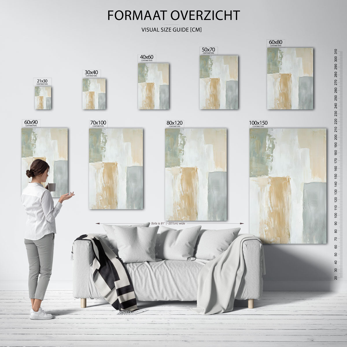 Abstracte beige en grijze vlakken Poster