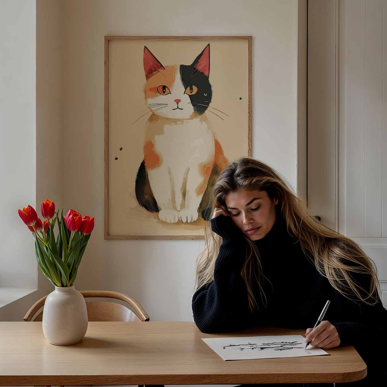 Schattige Calico Kat Poster-WallArtistic
